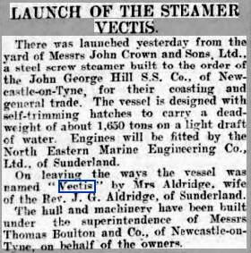 8 4 1913 Sunderland Daily Echo Vectis